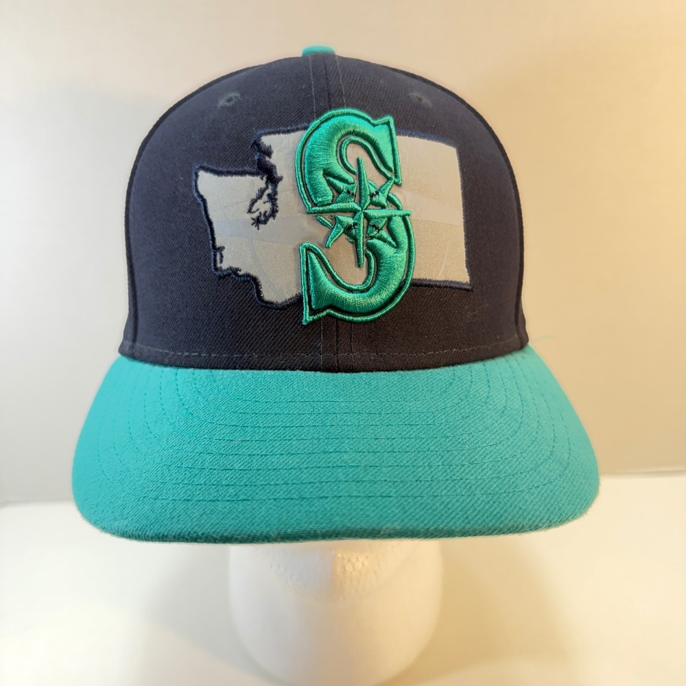 Seattle Mariners New Era Hat MLB 7 1/4 Navy Teal Washington State 59FIFTY Fitted